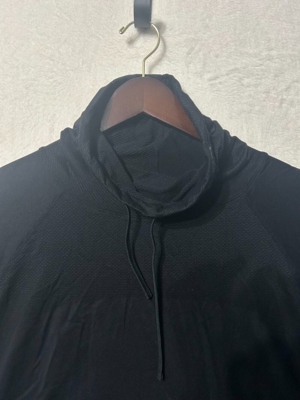 Champion Mens XXL Black Long Sleeve Drawstring Mock Neck Base Layer